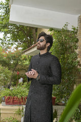 Black Sherwani for Men with kurta trouser