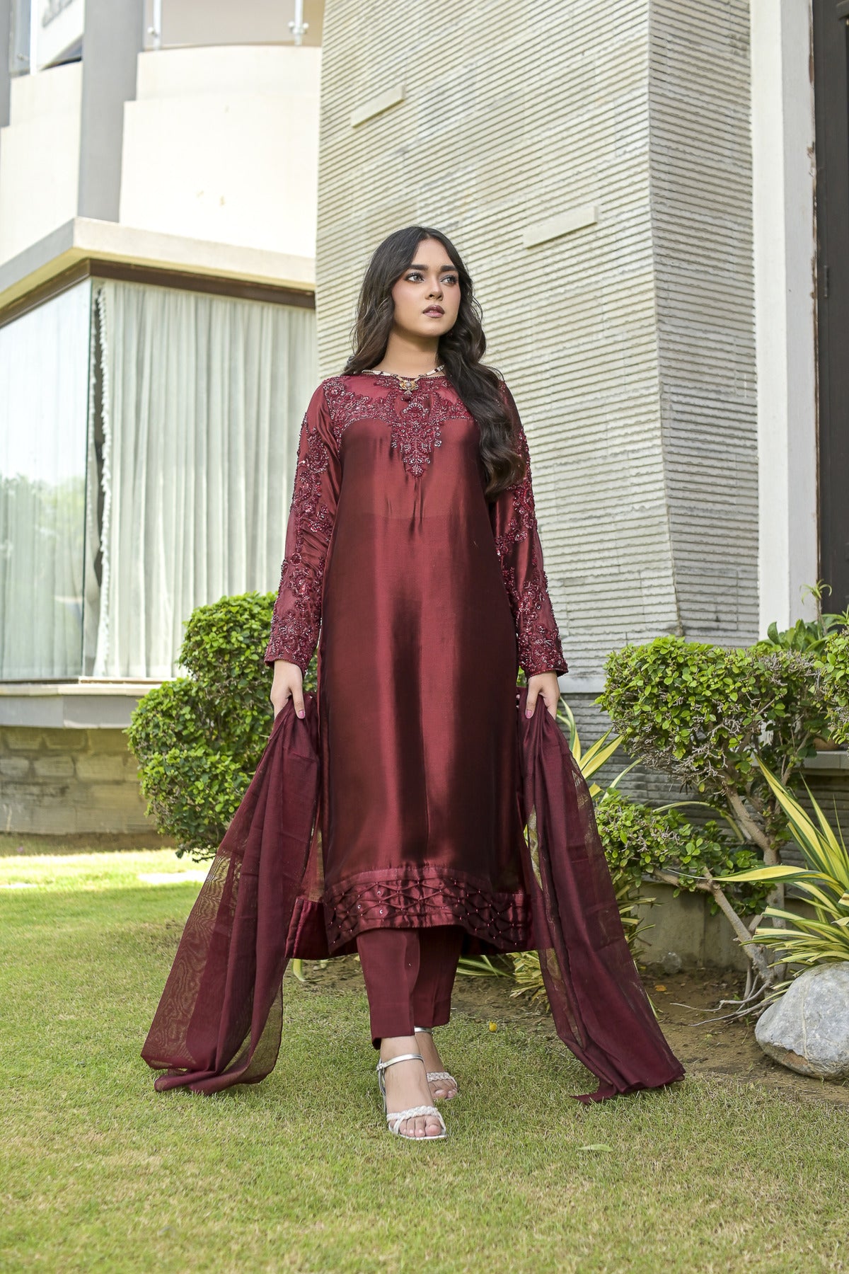 ZIVA maroon shirt and dupatta