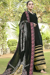 Fiza Black velvet shawl dress