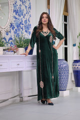 Hiba green velvet dress