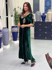 Hiba green velvet dress